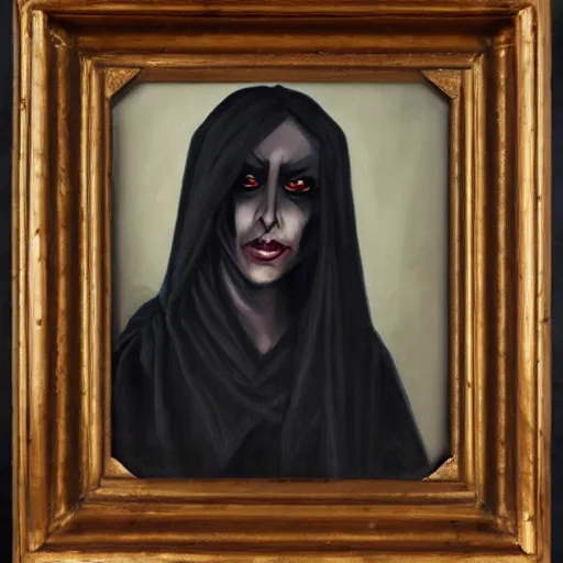 Image similar to portrait of a female dark elf dressed in rags, oil painting