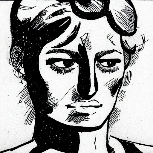 Prompt: a female character drawn by david mazzucchelli, cmyk portrait