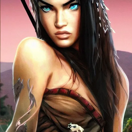 Prompt: megan fox as princess mononoke
