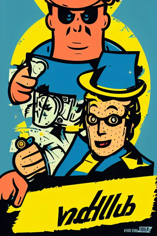 Image similar to fallout 7 6 retro futurist illustration art by butcher billy, sticker, colorful, illustration, highly detailed, simple, smooth and clean vector curves, no jagged lines, vector art, smooth andy warhol style