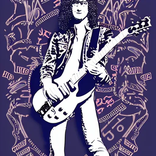 Image similar to 1 9 7 0 - young - jimmy page from led zepelin playing - guitar - solo, sticker - art, svg vector, adobe - illustrator