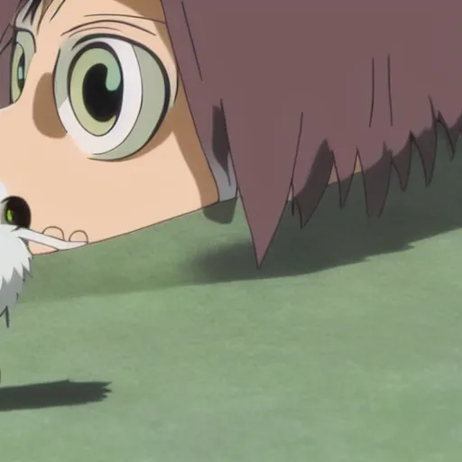 Image similar to guy with a pet in anime made by studio ghibli beautiful scene, smooth, detailed, detailed face, 8k