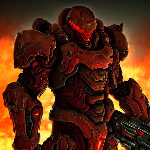 Image similar to doom slayer from doom eternal, photography