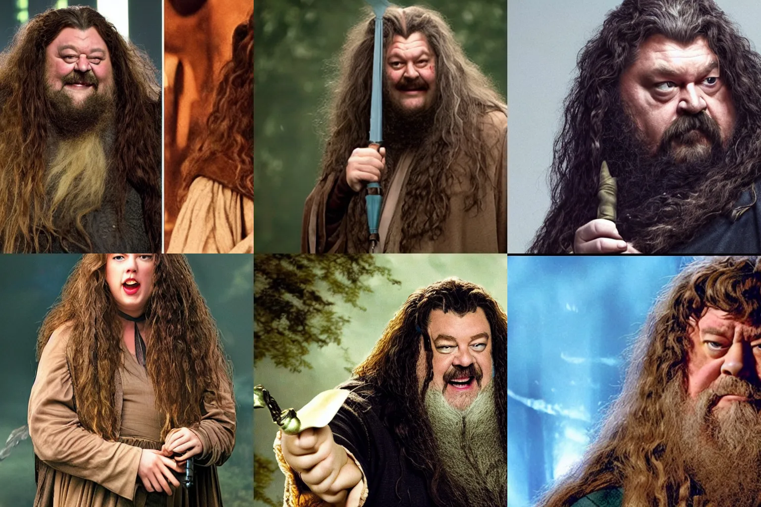Prompt: taylor swift as hagrid in star wars
