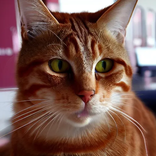 Prompt: red tabby cat with pink nose realistic