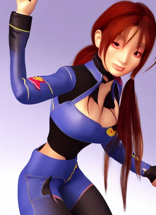 Prompt: Kasumi from the game Dead or Alive in the style of Disney Pixar 3D