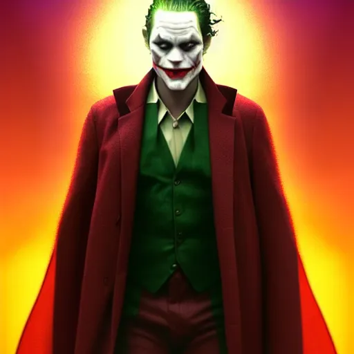 Image similar to lawrence fishburne by tom bagshaw, as the joker by ilya kuvshinov, rtx reflections, octane render 1 2 8 k, extreme high intricate details by wlop, digital anime art by ross tran, wide shot, close up shot, composition by sana takeda, dramatic lighting by greg rutkowski