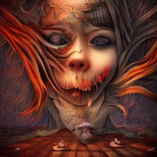 Prompt: dreams dreaming of nightmares, digital art, highly detail, vivd, terrifying