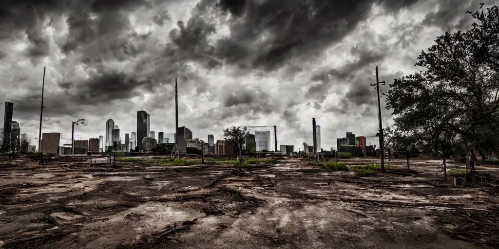 Image similar to Post apocalyptic houston texas photography 4k