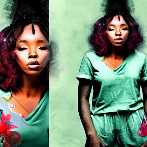 Image similar to sza, creative photo manipulation, creative photoshop, digital art