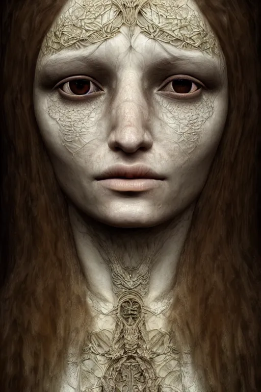 Prompt: a photorealistic portrait of a goddess, floating in the middle of a ancient wood, perfectly proportioned face, perfect eyes, intricate, elegant,ultra super good realistic 3D render by Pete Morbacher and Emil Melmoth, insanely detailed, trending on artstation