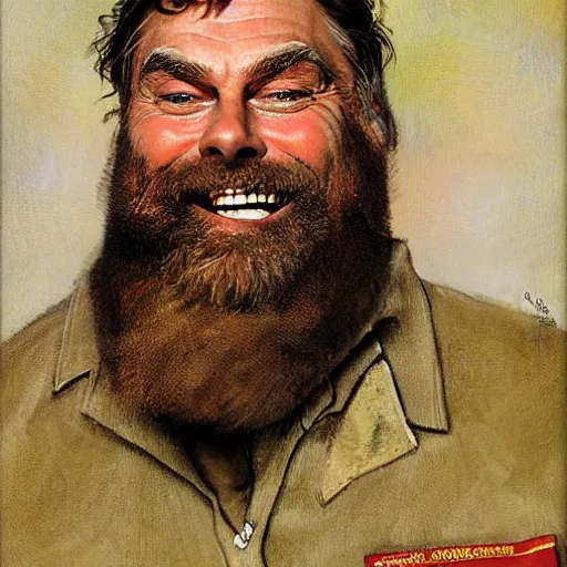 Prompt: a portrait painting of Brian Blessed. Painted by Norman Rockwell