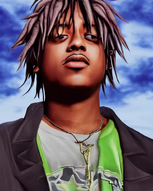 Image similar to juice wrld rapper rockstar legend highly detailed photo realistic anime digital art