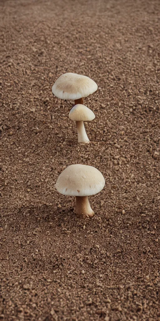 Prompt: real iphone photo of a mushroom growing in the desert sand