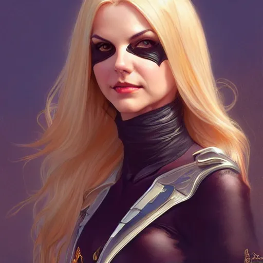 Prompt: Blonde Victoria Justice as Bat Girl, western, D&D, fantasy, intricate, elegant, highly detailed, digital painting, artstation, concept art, matte, sharp focus, illustration, art by Artgerm and Greg Rutkowski and Alphonse Mucha