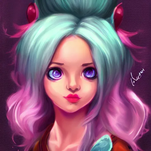 Prompt: beautiful portrait of lulu from league of legends, digital painting