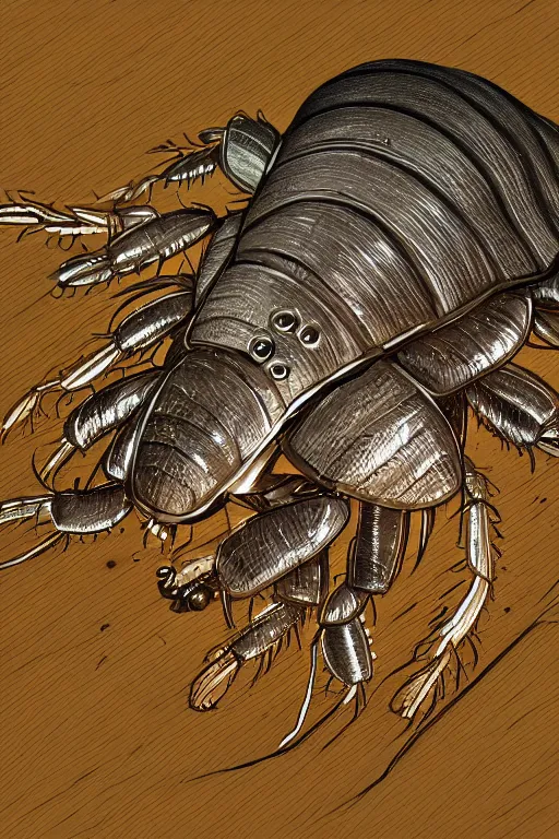 Prompt: woodlouse, highly detailed, digital art, sharp focus, trending on art station, illustration