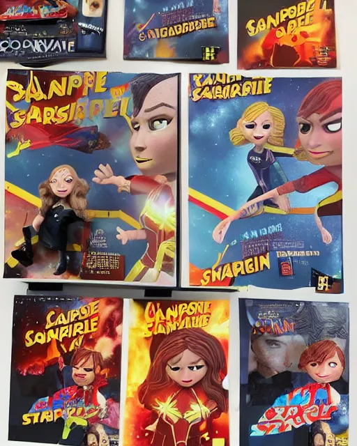 Prompt: brie larson ’ s captain marvel as a highly detailed stop motion puppet, in the style of laika studios ’ s paranorman, coraline, kubo and the two strings shot in the style