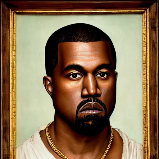 Image similar to A Renaissance portrait painting of Kanye West