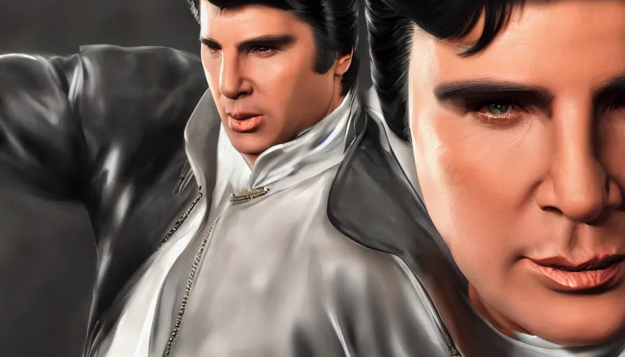 Prompt: John Travolta as Elvis, hyperdetailed, artstation, cgsociety, 8k