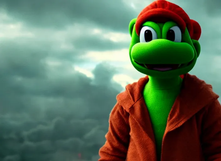 Image similar to film still of yoshi in the new sci - fi movie, 8 k