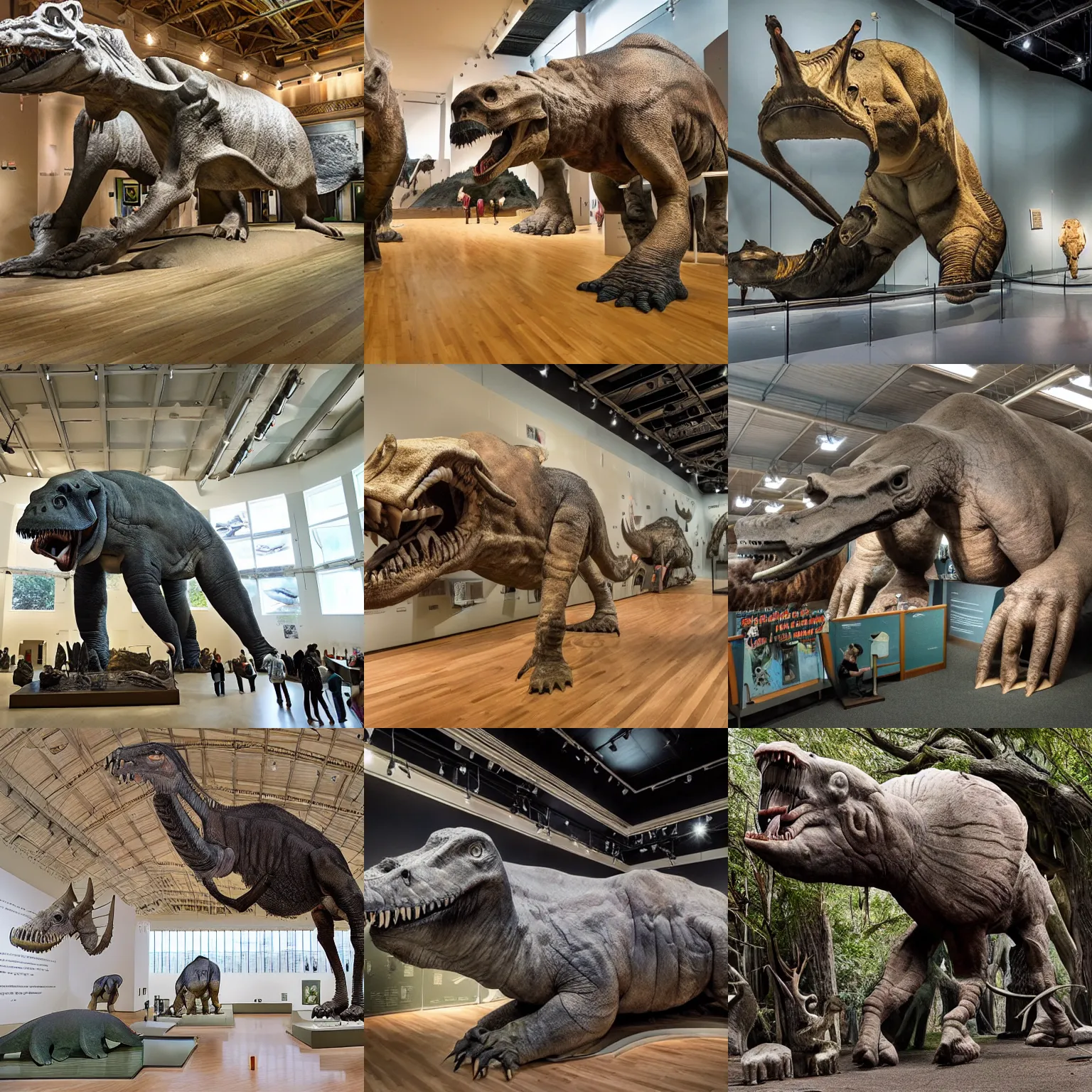 Prompt: a museum of giant extinct creatures