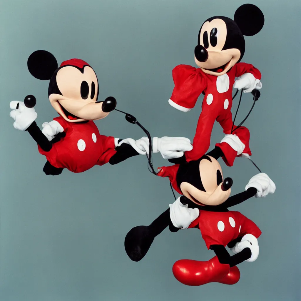 Image similar to a photograph of a mickey mouse puppet by hans bellmer ektachrome