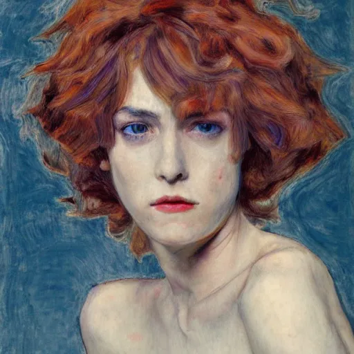 Image similar to realistic beautiful highly detailed portrait of ramona flowers, photorealistic, mecha, angel, egon schiele, john mcneill whistler, john singer sargent, epic, stunning