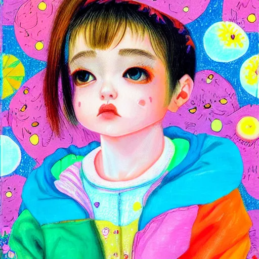 Prompt: Children's Dream in the style of Hikari Shimoda, bright colors, cute, magical