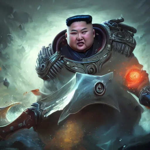 Prompt: portrait of kim - jong un as a spellcaster, league of legends amazing splashscreen artwork, gears of war, splash art, natural light, elegant, photorealistic facial features, intricate, fantasy, detailed face, atmospheric lighting, anamorphic lens flare, cinematic lighting, league of legends splash art, hd wallpaper, ultra high details by greg rutkowski