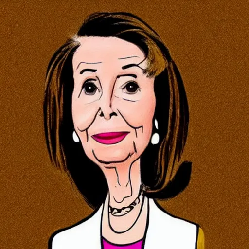 Image similar to a portrait of nancy pelosi drawn in the style of peanuts