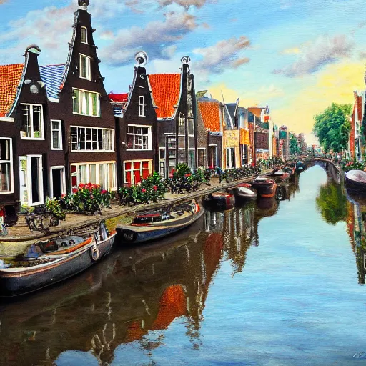 Prompt: a realistic painting showing the most dutch things in the world