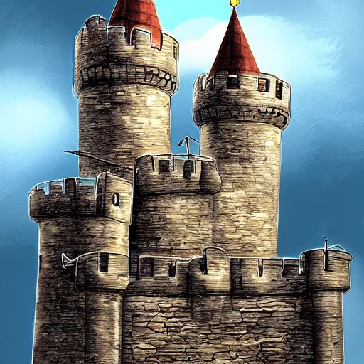 Prompt: giant castle with drawbridge fantasy digital art