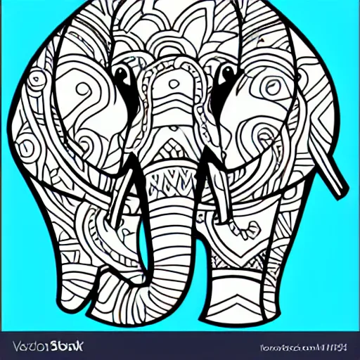 Prompt: Elephant in a river. Coloring for toddlers, Outline with high quality