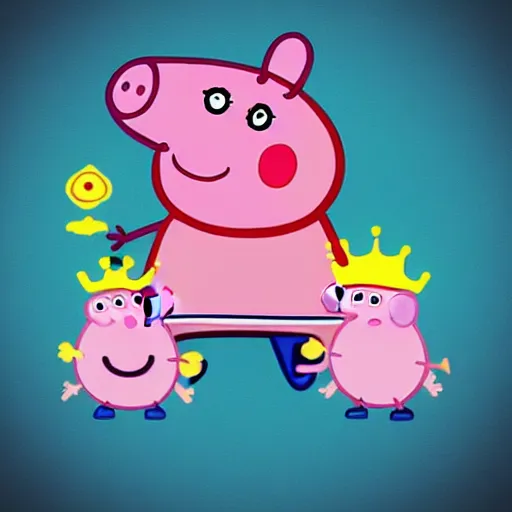 Image similar to peppa pig with his head shaped like a superturbo