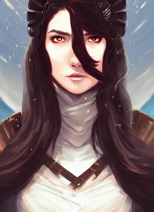 Prompt: a beautiful woman with long dark brown hair wearing armor, RPG portrait, japanese fantasy, feudal japan, by lois van baarle, Ilya Kuvshinov, WLOP, Rossdraws, ambient lighting, dynamic lighting