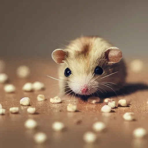 Prompt: a very tiny dwarf hamster : : eating and consuming a minuscule and tiny screaming little child like zeus from goya, realistic, depth of field, bokeh blur, studio lighting, detailed, 4 k ultra hd