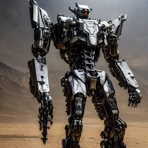 Prompt: cinematic still in westworld and pacific rim movie and real steel movie, slim full body stunning intricate mega mech by fujioka kenki, slim full body ornate intricate mega mech by mamoru nagano