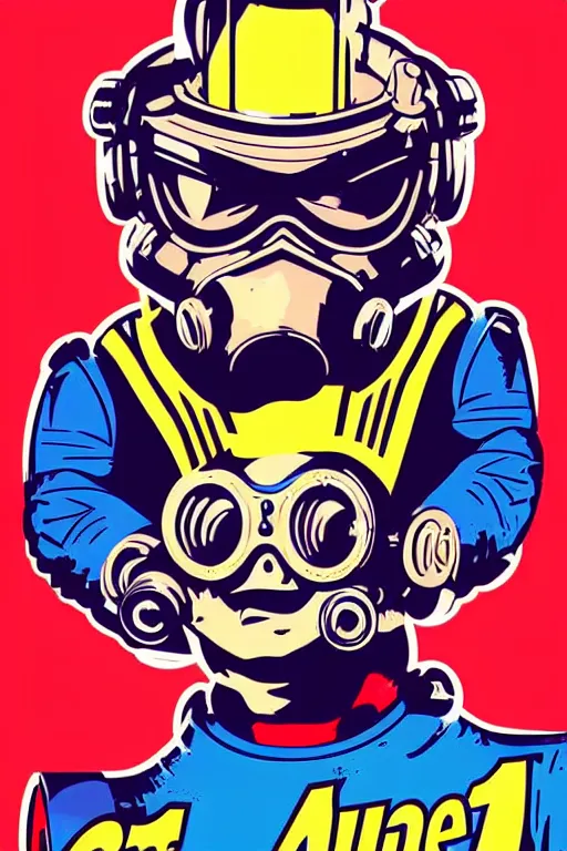 Image similar to fallout 7 6 retro futurist illustration art by butcher billy, sticker, colorful, illustration, highly detailed, simple, smooth and clean vector curves, no jagged lines, vector art, smooth andy warhol style