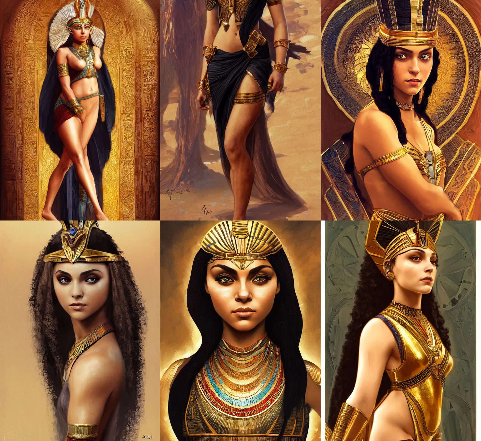 Prompt: black annasophia robb as egyptian goddess, intricate, elegant, highly detailed, digital painting, artstation, concept art, smooth, sharp focus, illustration, art by rutkowski, aleksi briclot, mucha, orientalism, bouguereau