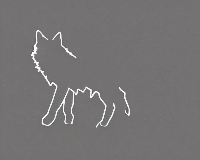 Image similar to professional digital art of a full-body outline of a wolf, very simple, minimalist, no color, high quality, HD, 8K,