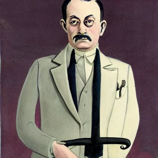 Prompt: portrait still of a ww 1 army surgeon, art style by charles addams,