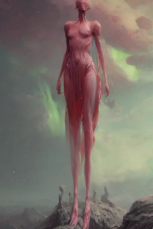 Prompt: Concept art for Aurora new single, Artemis painted by Wayne Barlowe, Greg Rutkowski, zdislav beksinski, Francis Bacon, trending on artstation, artstationHD, artstationHQ, 4k, 8k