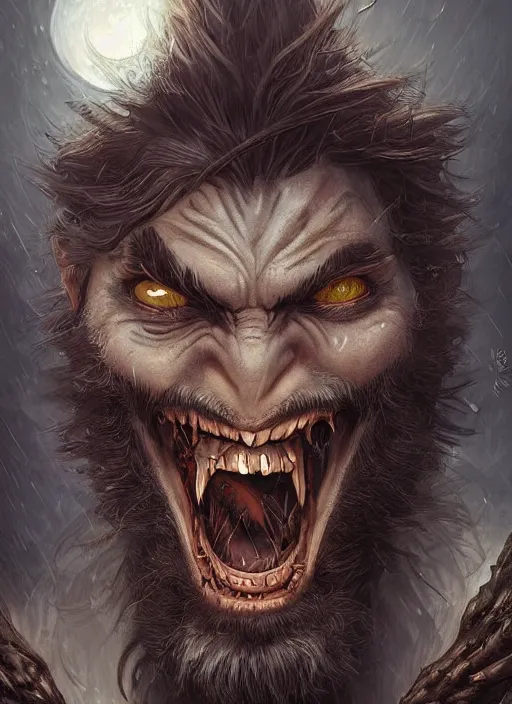 Prompt: digital painting of bearded vampire by filipe pagliuso and justin gerard, symmetric, fantasy, highly, detailed, serious, realistic, intricate