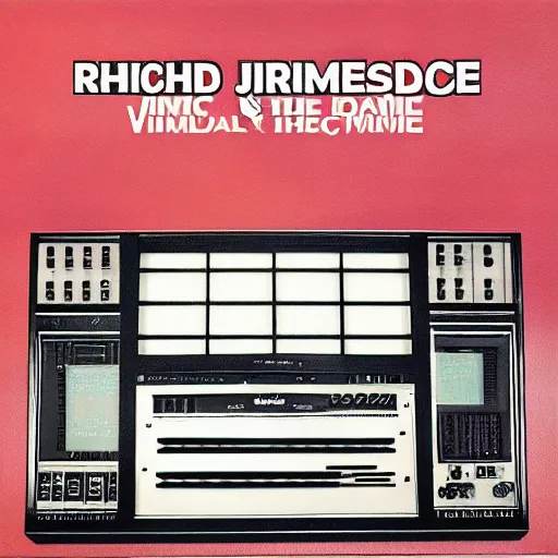 Image similar to Richard D James on the 808 drum machine, vinyl cover from 1988