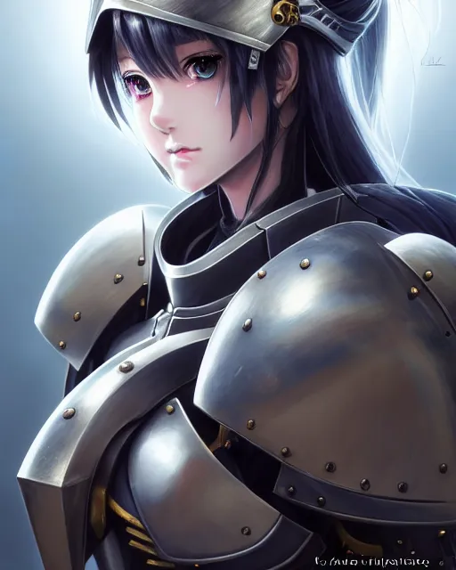 Image similar to portrait Anime sister of battle cute-fine-face, pretty face, realistic shaded Perfect face, fine details. Anime. Warhammer 40000 mechanical armor realistic shaded lighting by katsuhiro otomo ghost-in-the-shell, magali villeneuve, artgerm, rutkowski Jeremy Lipkin and Giuseppe Dangelico Pino and Michael Garmash and Rob Rey