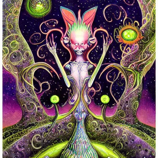 Image similar to psychedelic alien, artwork by Daniel Merriam,