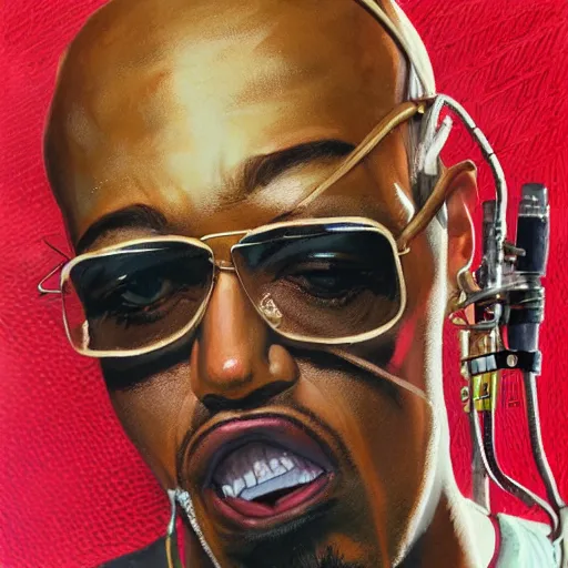 Image similar to detailed photorealistic pictures of 9 0 s hip hop cover album style from rapper two ballz called hustle on the buut in the style of bob peak and alex ross, gouache and wash paints color, detailed facial and body and human environments and background and foreground and small details and big details proportionate, detailed 5 k details, detailed string text.