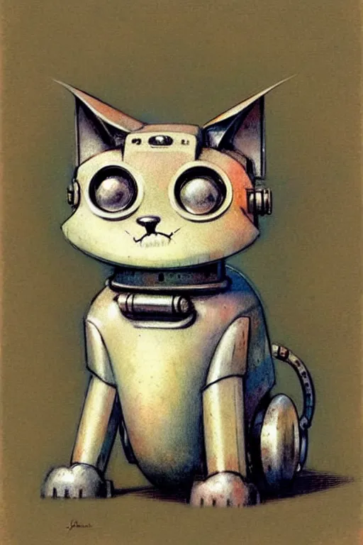 Image similar to ( ( ( ( ( 1 9 5 0 s retro robot cat. muted colors. ) ) ) ) ) by jean - baptiste monge!!!!!!!!!!!!!!!!!!!!!!!!!!!!!!