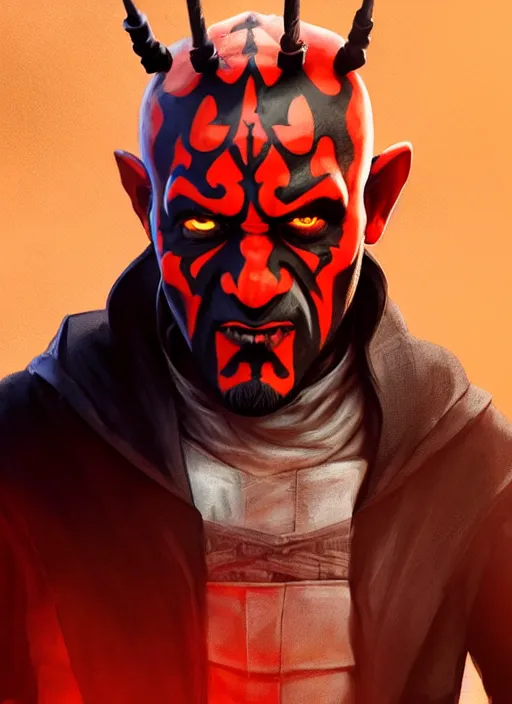 Image similar to highly detailed portrait darth maul with yellow eyes in gta v, unreal engine, fantasy art by greg rutkowski, global illumination, radiant light